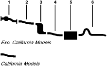 1968-70 Ford Falcon 6 Cyl Engine Single Exhaust System (200 Engines Models Before 1/1/70 Exc. Station Wagon) diagram