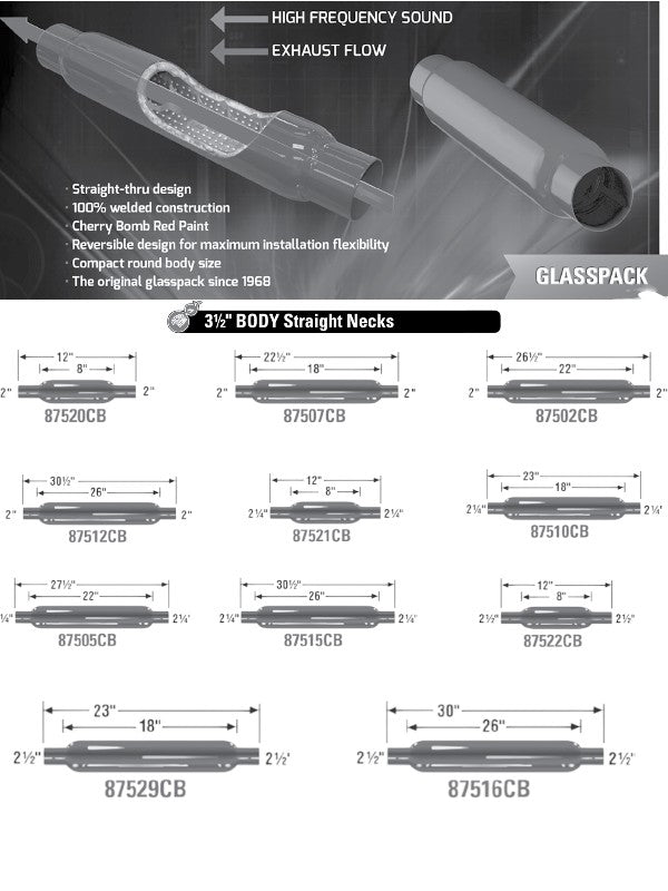 Cherry Bomb GlassPacks - 3 1/2 Body Straight Necks
