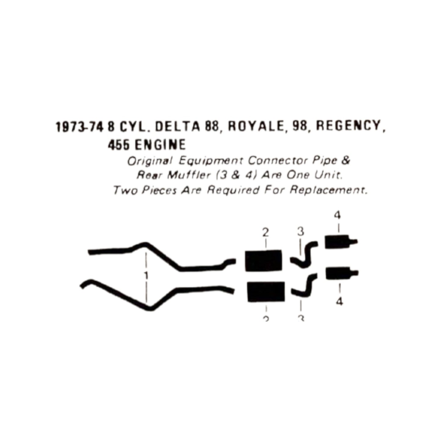 1973-74 Oldsmobile Delta 88 455 Engine Dual Exhaust System
