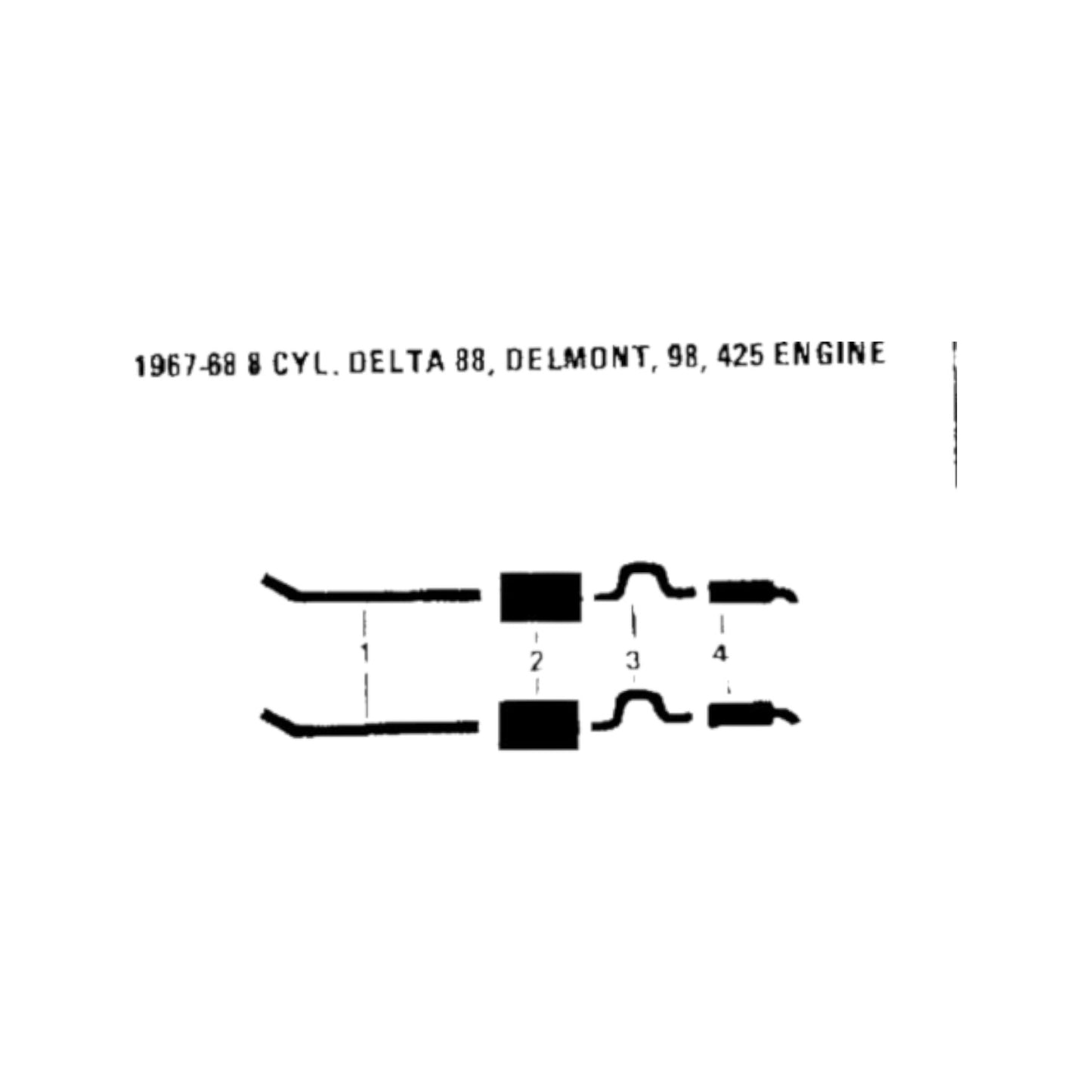 1966 Oldsmobile Delta 88 & Delmont 425 Engine Dual Exhaust System