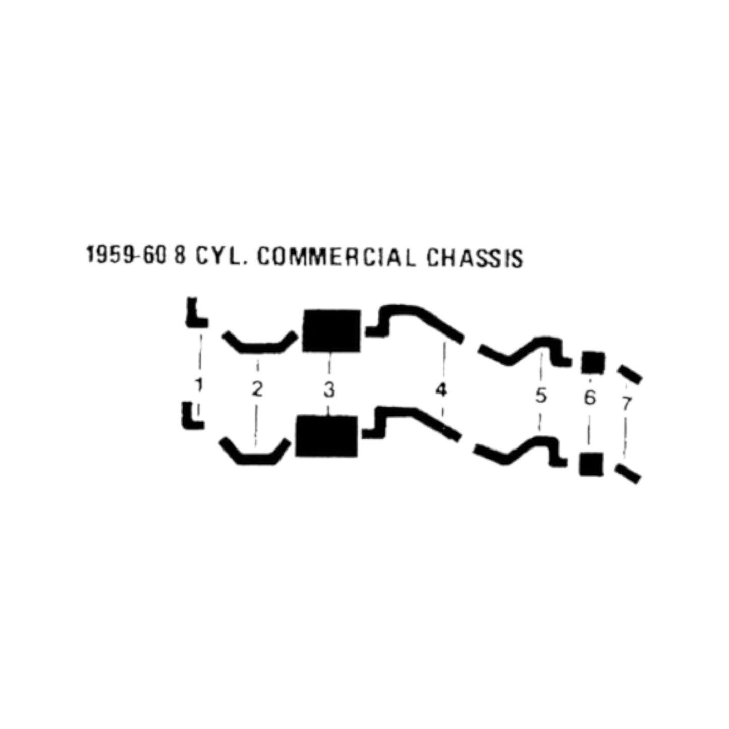 Sistema de escape doble para chasis comercial Cadillac 1959-1960
