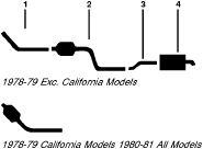 1978-81 Dodge Omni & Charger 4 Cyl 104 (1.7L) Engine Single Exhaust System diagram