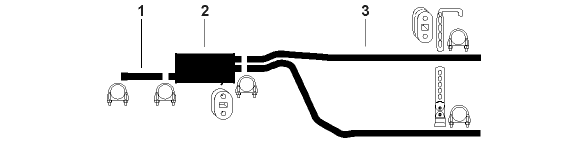 1983-92 Ford Ranger 4 Cyl 122 (2.0L), 140 (2.3L) Engine Single Exhaust System diagram