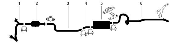 1982-83 Chevy Chevette 4 Cyl 1.6L Engine Single Exhaust System diagram