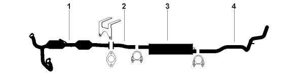 1984-85 Ford Escort 4 Cyl 1.6L Engine Single Exhaust System diagram