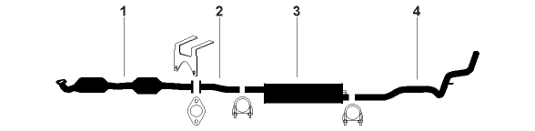 1984-86 Ford Tempo 4 Cyl 2.0L Engine Single Exhaust System diagram