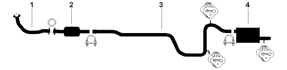 1983-84 Mercury LN7 4 Cyl 1.6L Engine Single Exhaust System diagram