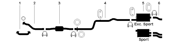 1988-89 Oldsmobile Cutlass Supreme 6 Cyl 2.8L Engine Single Exhaust System diagram