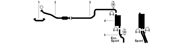 1982-86 Pontiac T1000 4 Cyl 1.8L Engine Single Exhaust System diagram