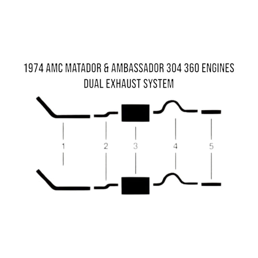 1974 AMC Matador & Ambassador 304 360 Engines Dual Exhaust System
