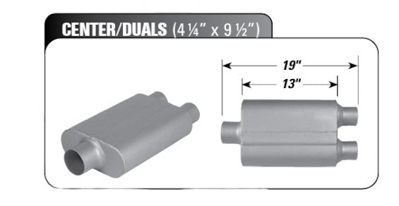 VX Series High Performance Muffler Oval Center/Duals (4 1/4" x 9 1/2")