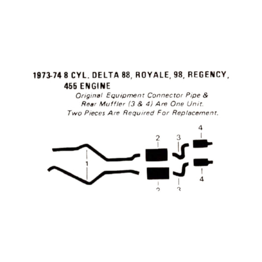 1973-74 Oldsmobile 98 455 Engine Dual Exhaust System