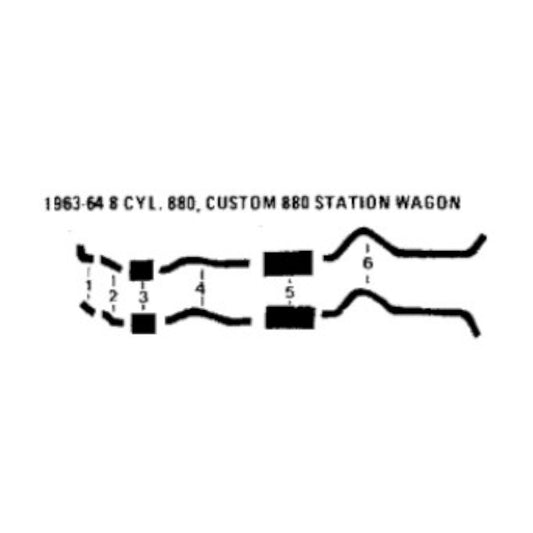1963-64 Dodge 880 Station Wagon 8 Cyl Engine Dual Exhaust System