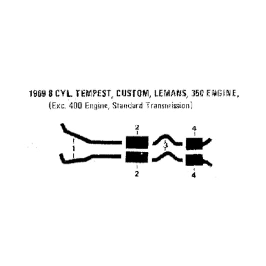 1969 Pontiac Lemans Tempest Custom 350 Engine Dual Exhaust System