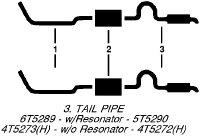1965-66 Chevrolet Bel Air, Biscayne, Caprice, Impala, Super Sport, 283, 327, 396, 409, 4 8 Cyl Dual Exhaust System diagram