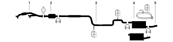 1988-90 Ford Taurus 6 Cyl 230 (3.8L) Engine Single Exhaust System diagram