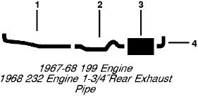 1967-68 American Motors American Station Wagon, Convertible 6 Cyl 199, 232 Engine Single Exhaust System diagram