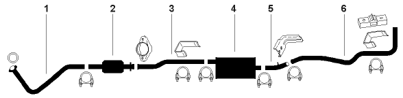 1986-91 Chevrolet S, T 10, 15 4 Cyl 2.5L Engine Single Exhaust System diagram