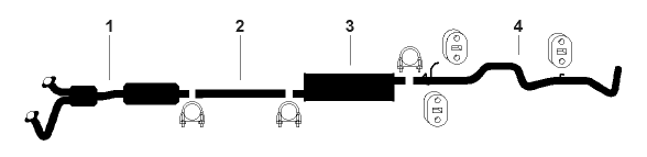 1987-94 Ford F, P-350 6 Cyl 300 (4.9L) Engine Single Exhaust System diagram