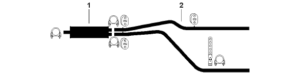 1987-97 Ford F, P-350 8 Cyl 302 (5.0L), 351 (5.8L) Engine Dual Exhaust System diagram