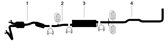 1987-91 Ford Van E-200 & 250 8 Cyl 302 (5.0L) Engine Single Exhaust System diagram